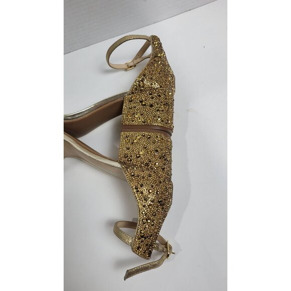 Blue by Betsey Johnson Mari Gold Glitter Block Heel Sandals Size 7M - Picture 5 of 11